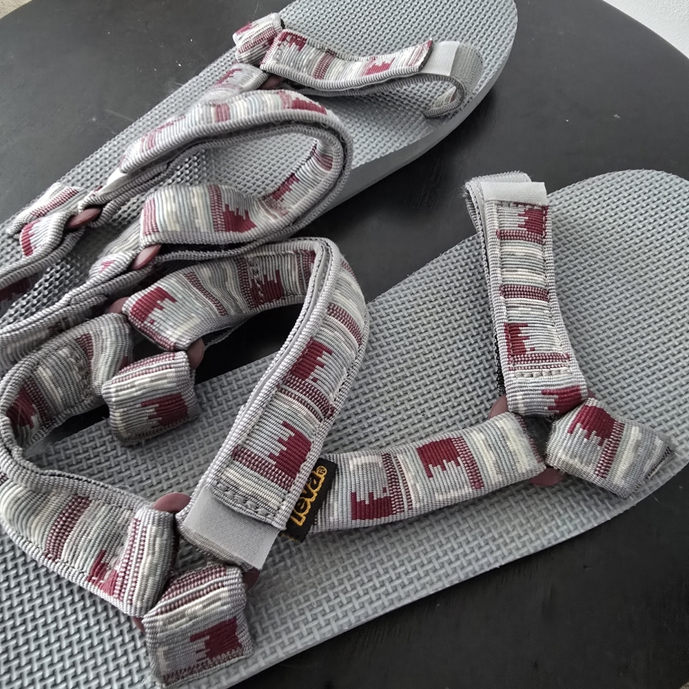 Teva Gray and Red Sandals for Casual Comfort